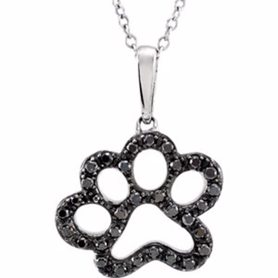 650305:600:P Sterling Silver 1/3 CTW Black Diamond Animal Paw Print 18" Necklace