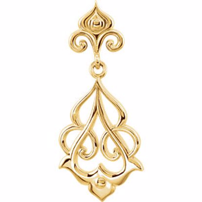 85579:1000:P 14kt Yellow Fleur-De-Lis Decorative Dangle Pendant