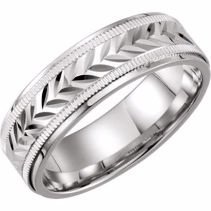 51163:105:P Sterling Silver & 10kt White 7mm Precious Bond® Band Size 11