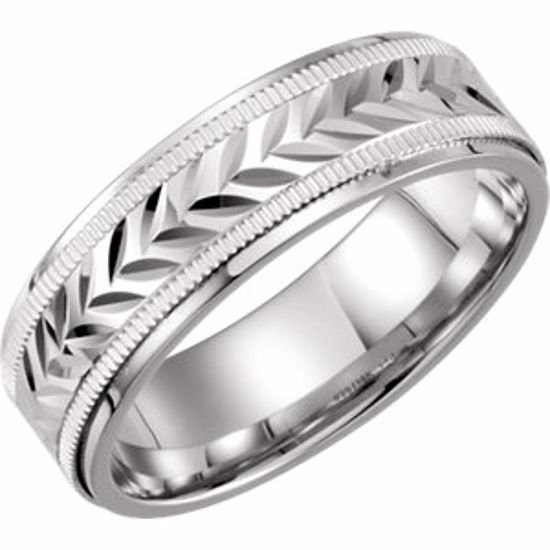 51163:106:P Sterling Silver & 10kt White 7mm Precious Bond® Band Size 12