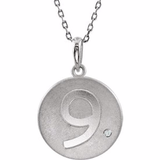 85543:60009:P Sterling Silver .005 CTW Diamond Number "9" 18" Necklace