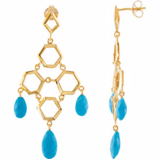 650281:1010:P 18kt Vermeil Turquoise Chandelier Earrings with Box