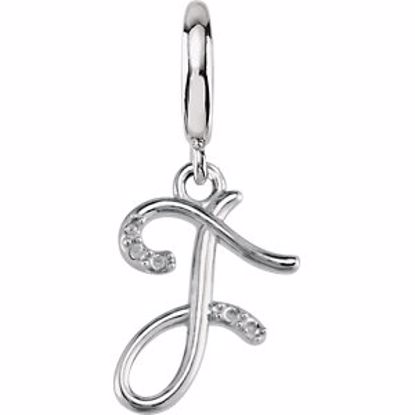 85556:60005:P Sterling Silver.03 CTW Diamond 1mm Script Initial Charm Letter F