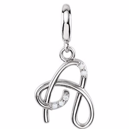 85556:60000:P Sterling Silver.03 CTW Diamond 1mm Script Initial Charm Letter A