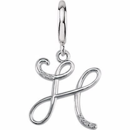 85556:60007:P Sterling Silver.03 CTW Diamond 1mm Script Initial Charm Letter H