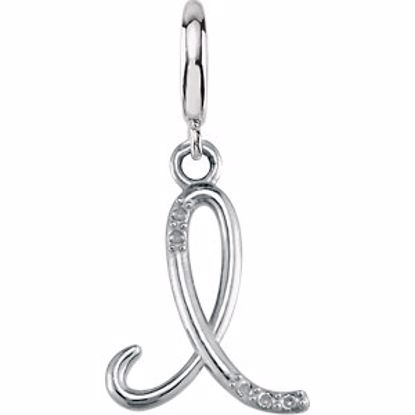 85556:60008:P Sterling Silver.03 CTW Diamond 1mm Script Initial Charm Letter I