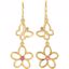 85455:70001:P 14kt Yellow Pink Tourmaline Floral & Butterfly Design Earrings