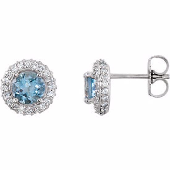 68602:70003:P 14kt White Aquamarine & 3/8 CTW Diamond Earrings