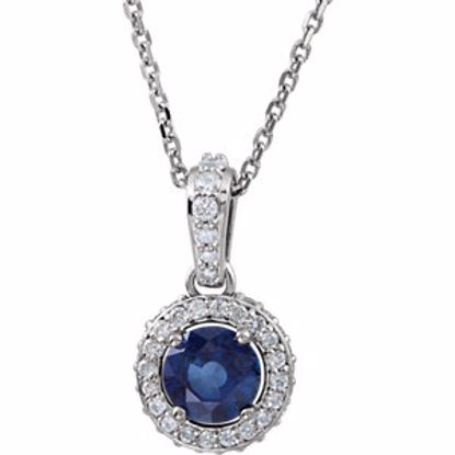 68601:70002:P 14kt White Blue Sapphire & 1/4 CTW Diamond 18" Necklace