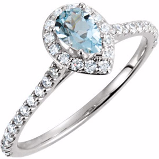 68871:70000:P 14kt White Aquamarine & 3/8 CTW Diamond Engagement Ring 