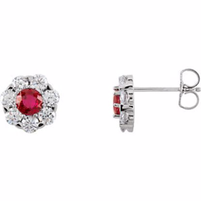 66418:70000:P 14kt White Ruby & 1 1/8 CTW Diamond Cluster Earrings