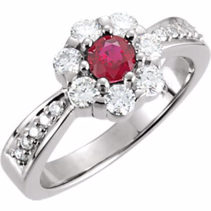 121540:70000:P 14kt White Ruby & 3/4 CTW Diamond Cluster Ring