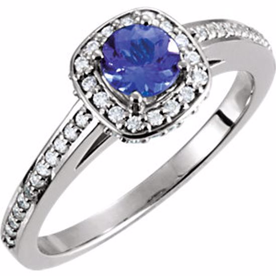 67857:70000:P 14kt White Tanzanite & 1/3 CTW Diamond Engagement Ring