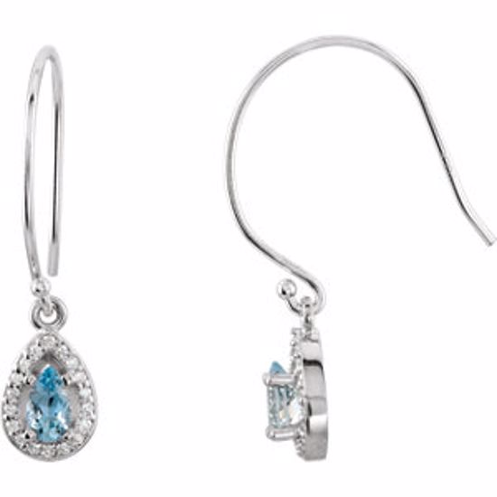 69713:70000:P 14kt White Aquamarine & 1/10 CTW Diamond Earrings