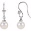 650692:60000:P 14kt White .05 CTW Diamond and Freshwater Cultured Pearl Dangle Earrings