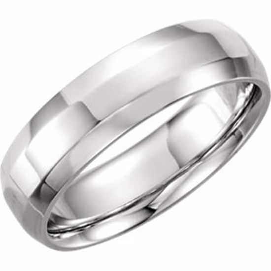 5977:124:P Sterling Silver 6mm Comfort-Fit Beveled Edge Band Size 10