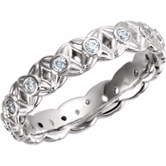 121955:228:P 14kt White 3/8 CTW Diamond Sculptural Eternity Band Size 6