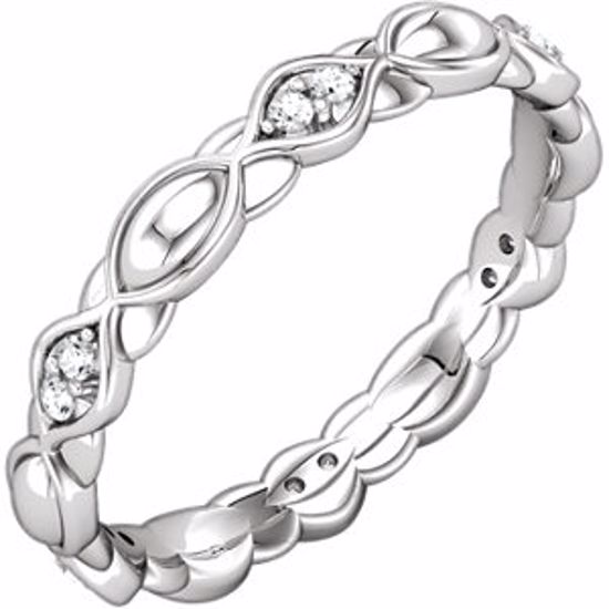 121954:237:P 18kt White 1/8 CTW Diamond Sculptural Eternity Band Size 6.5