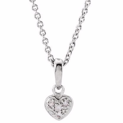 650756:102:P Sterling Silver White Sapphire Heart 14-16" Necklace