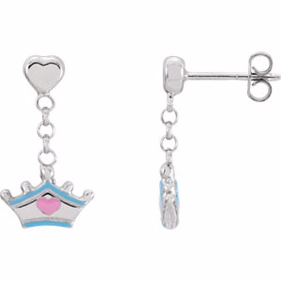 650755:101:P Sterling Silver Cinderella Tiara Earrings with Enamel 