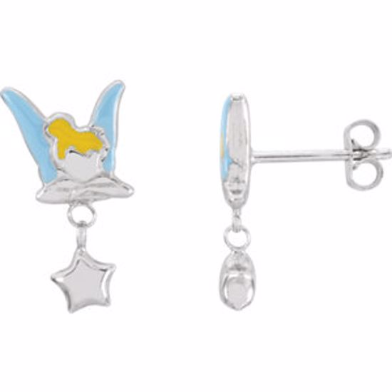 650757:104:P Sterling Silver Tinkerbell Earrings with Enamel