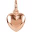 85466:100201:P 14kt Rose 15.5x8.9mm Puffed Heart Charm with Jump Ring