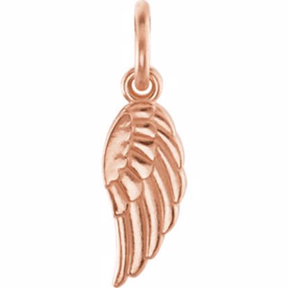 R45320:100201:P 14kt Rose Angel Wing Charm with Jump Ring