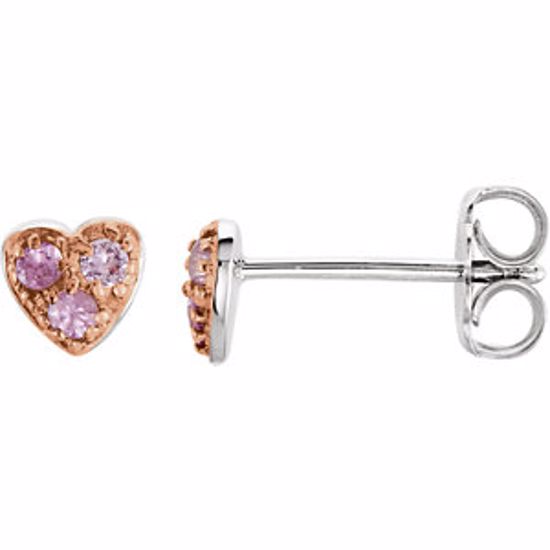 650764:103:P Sterling Silver Pink Sapphire Heart Earrings