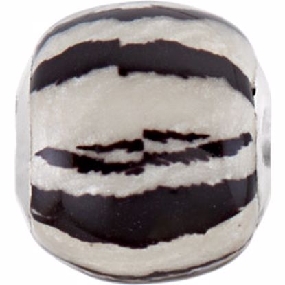 28747:1001:P Sterling Silver 12x13mm Zebra Bead