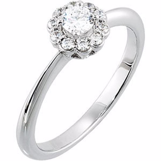 67965:117:P 14kt White Cubic Zirconia & 1/6 CTW Diamond Engagement Ring	