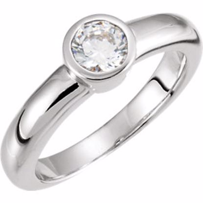 12712:6001:P 10kt White Cubic Zirconia Bezel Set Engagement Ring 