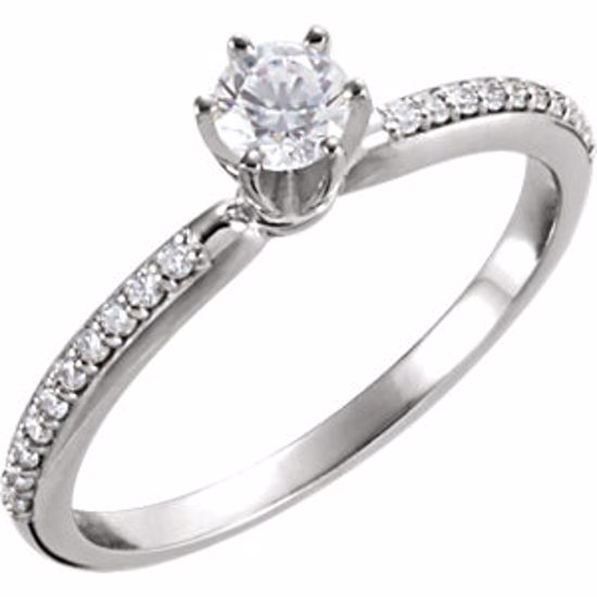 SH318:6000:P 14kt White Cubic Zirconia & 1/10 CTW Diamond Engagement Ring