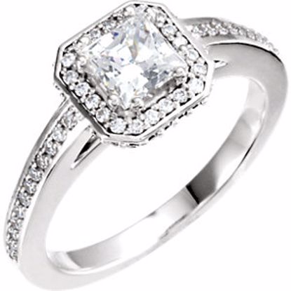 67791:329633:P 10kt White Cubic Zirconia & 1/3 CTW Diamond Engagement Ring