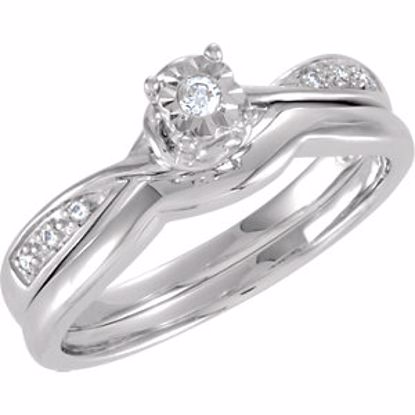 121993:6000:P 10kt White Cubic Zirconia & 1/5 CTW Diamond Engagement Ring