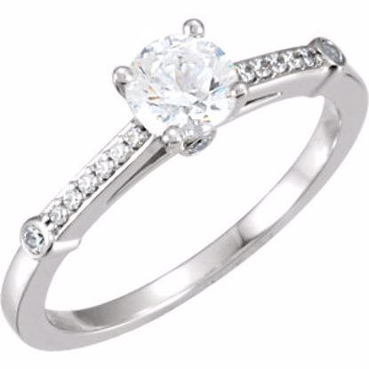 121596:60000:P 10kt White Cubic Zirconia & 1/8 CTW Diamond Engagement Ring