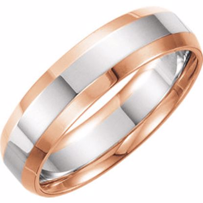 5722:109:P 14kt Rose & White 6mm Comfort-Fit Band Size 9