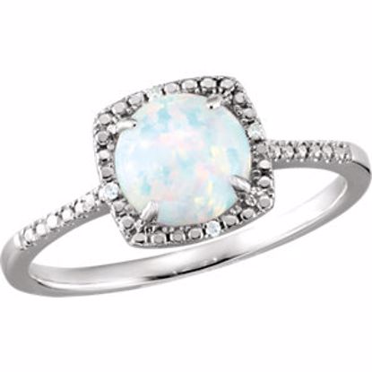 69940:252:P Sterling Silver Created Opal & .01 CTW Diamond Ring