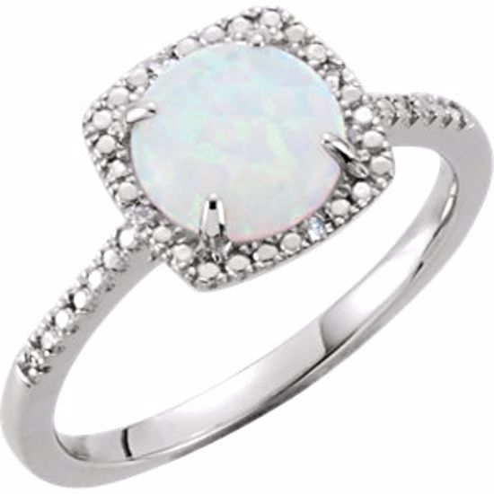 69940:253:P Sterling Silver Created Opal & .01 CTW Diamond Ring