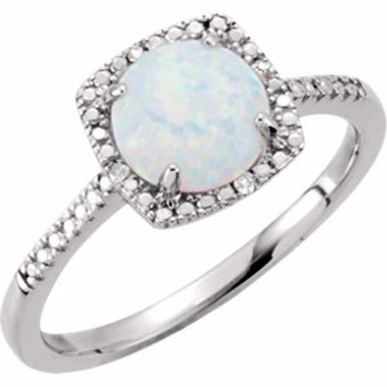 69940:254:P Sterling Silver Created Opal & .01 CTW Diamond Ring