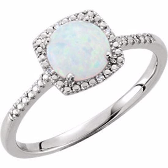 69940:255:P Sterling Silver Created Opal & .01 CTW Diamond Ring