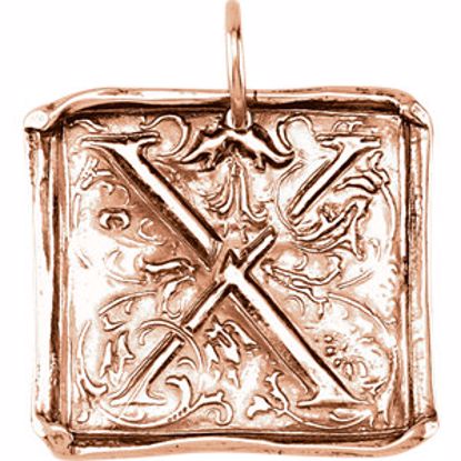 85638:199:P 14kt Rose Initial "X" Vintage Pendant 