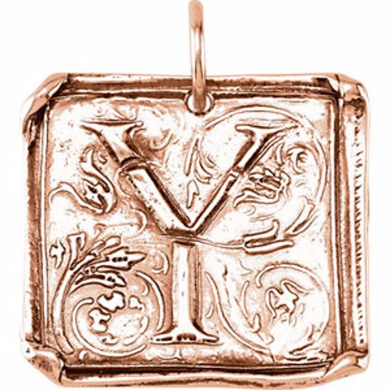 85638:204:P 14kt Rose Initial "Y" Vintage Pendant 