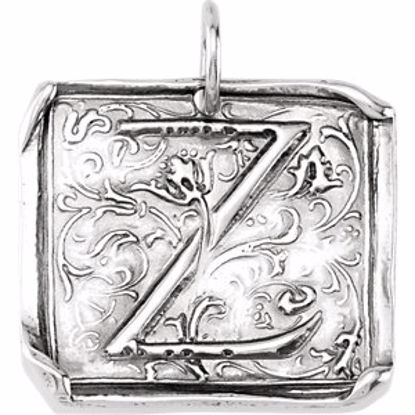 85638:207:P 14kt White Initial "Z" Vintage Pendant 