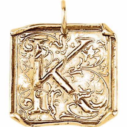 85638:141:P 14kt Yellow Initial "K" Vintage Pendant 