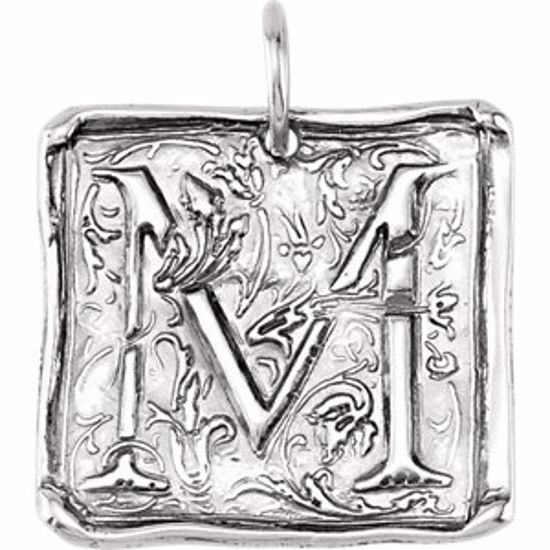 85638:152:P 14kt White Initial "M" Vintage Pendant 