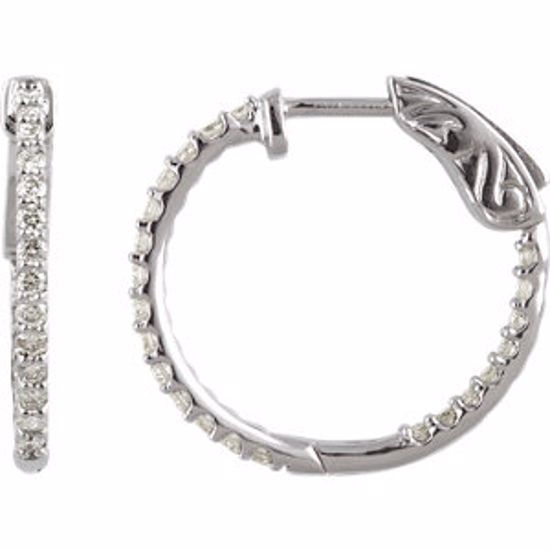 650183:101:P 14kt White 1/2 CTW Diamond Inside/Outside Hoop Earrings


