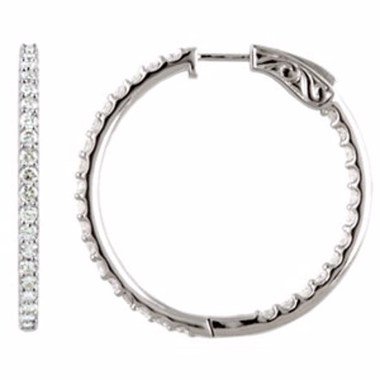 650183:106:P 14kt White 5 CTW Diamond Inside/Outside Hoop Earrings


