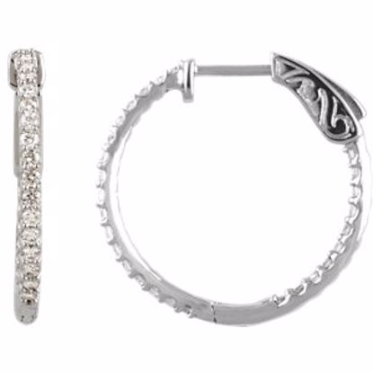 650183:109:P Sterling Silver Cubic Zirconia Inside/Outside Hoop Earrings

