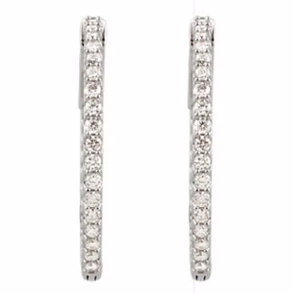 650183:110:P Sterling Silver Cubic Zirconia Inside/Outside Hoop Earrings

