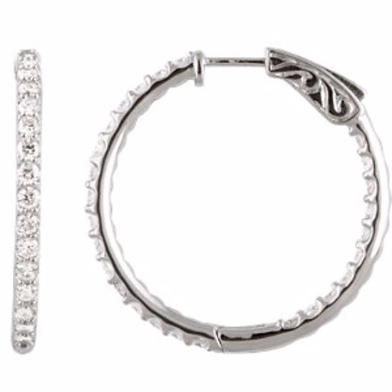 650183:111:P Sterling Silver Cubic Zirconia Inside/Outside Hoop Earrings

